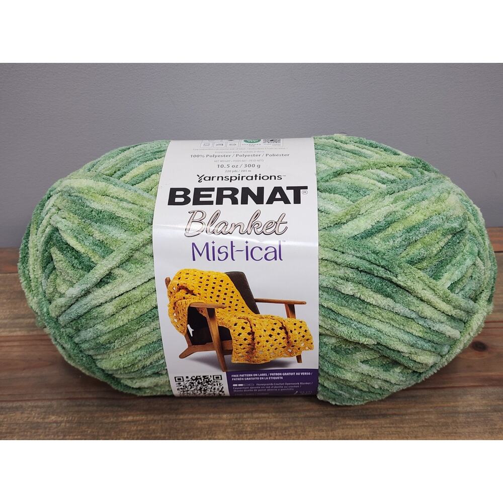 New Bernat Blanket Yarn Mist-ical Fresh Green Super Bulky 100% Polyester Skein